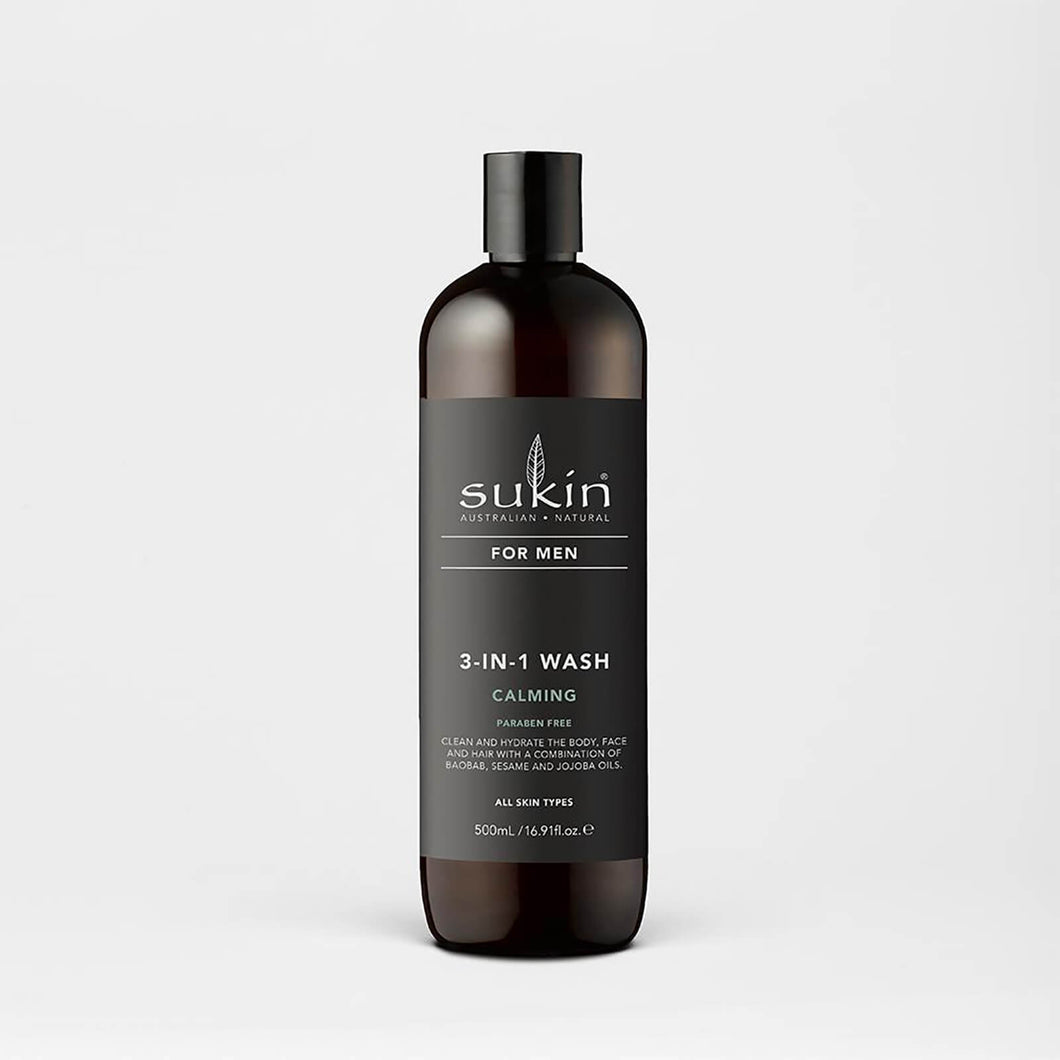 Sukin Calming 3 in 1 wash for Men 500ml - Gallaghers on the Green