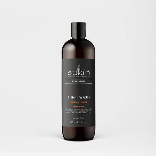 Sukin Energising 3 in 1 wash for Men 500ml - Gallaghers on the Green